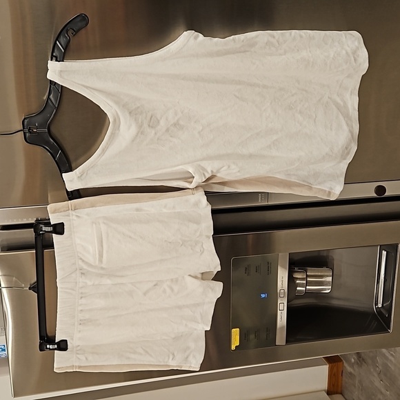 💕BAREFOOT DREAMS💕 Cozy Terry Luxe Chic Mix Tank and Short Set Sea Salt & Stone - Picture 7 of 15